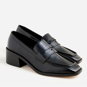 J. Crew Addison Stacked Heel Loafers in Leather
